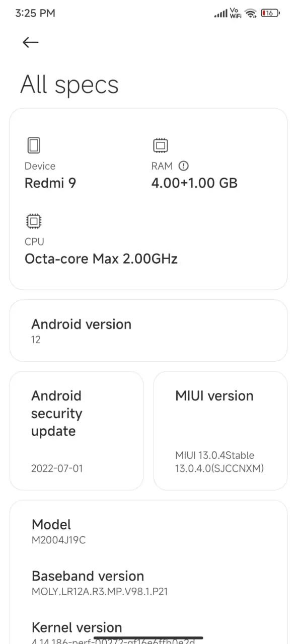 Redmi 9 Android 12 update