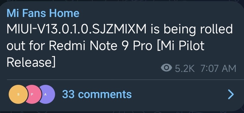 Redmi Note 9 Pro Android 12 update 