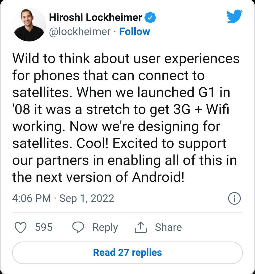 Satellite connectivity support to come with Android 14