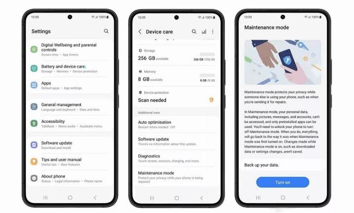 Maintenance Mode on Samsung Phones