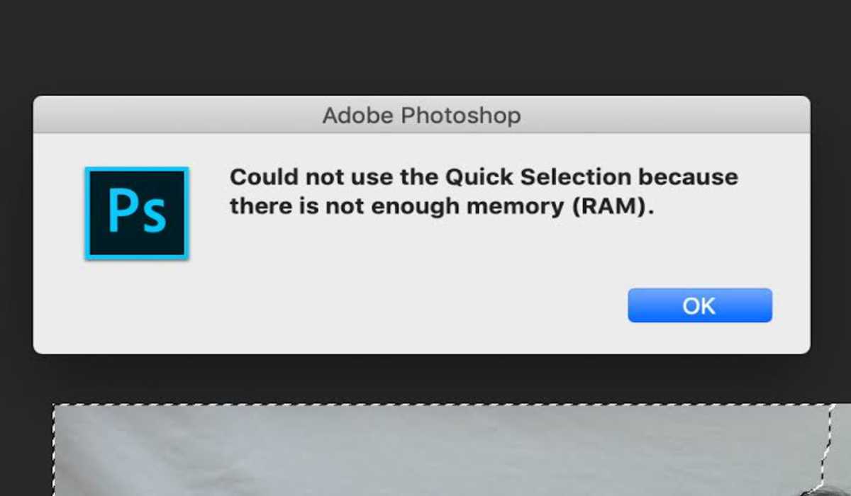 Photoshop not enough ram error