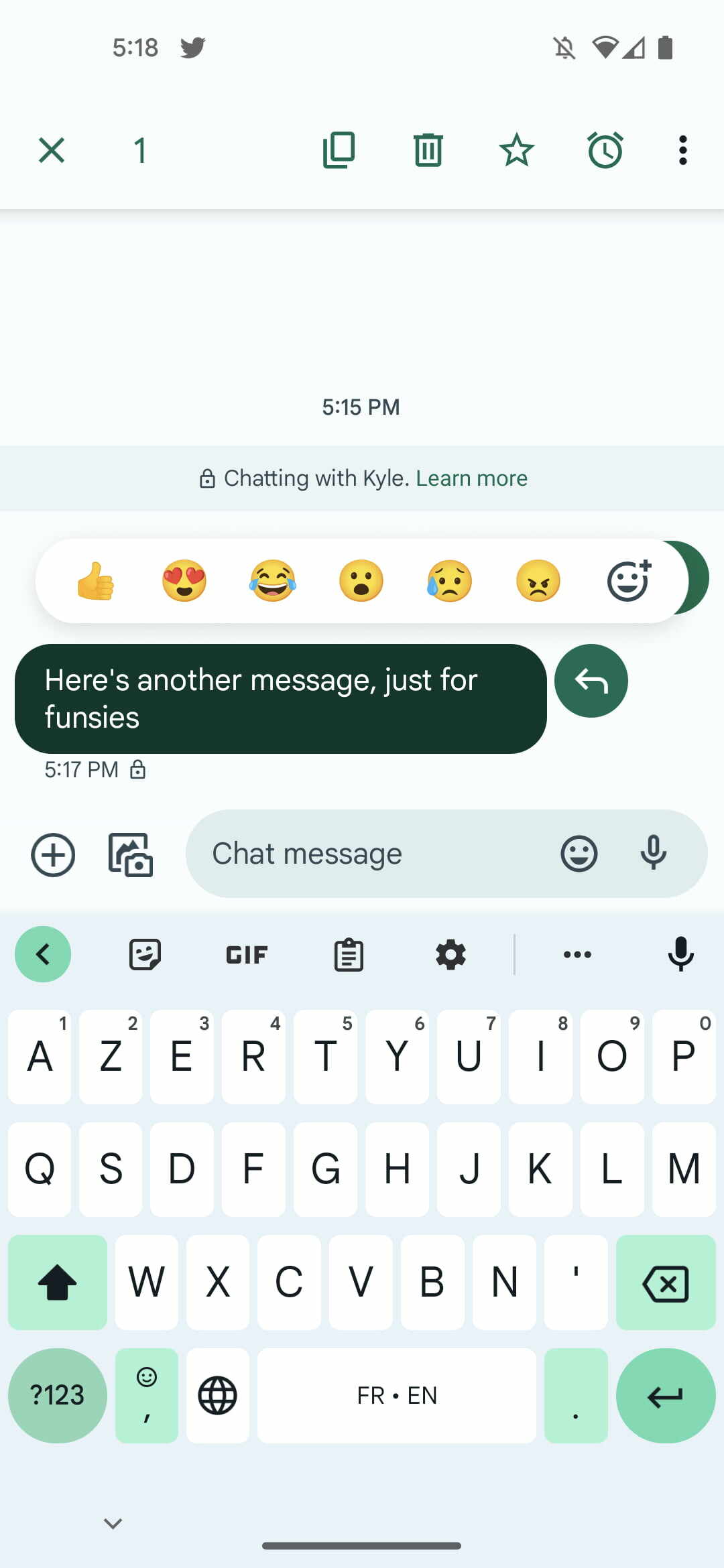 Google messages let you react with any emojis 