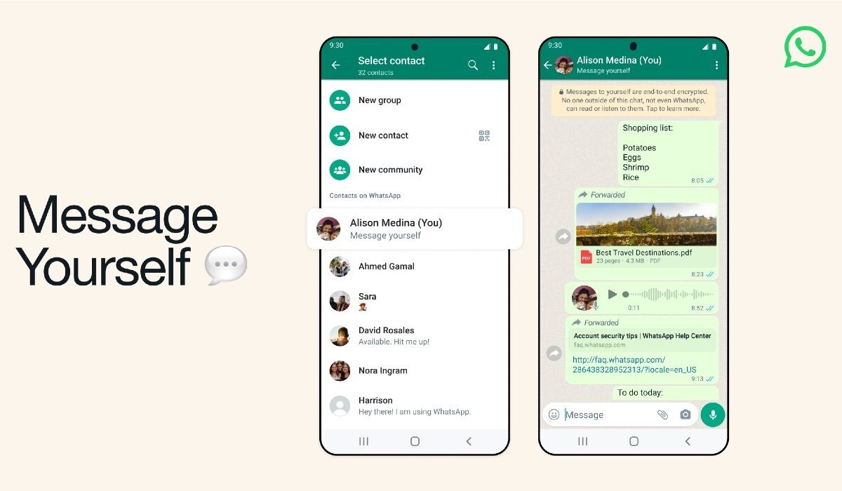 Whatsapp's message yourself feature 