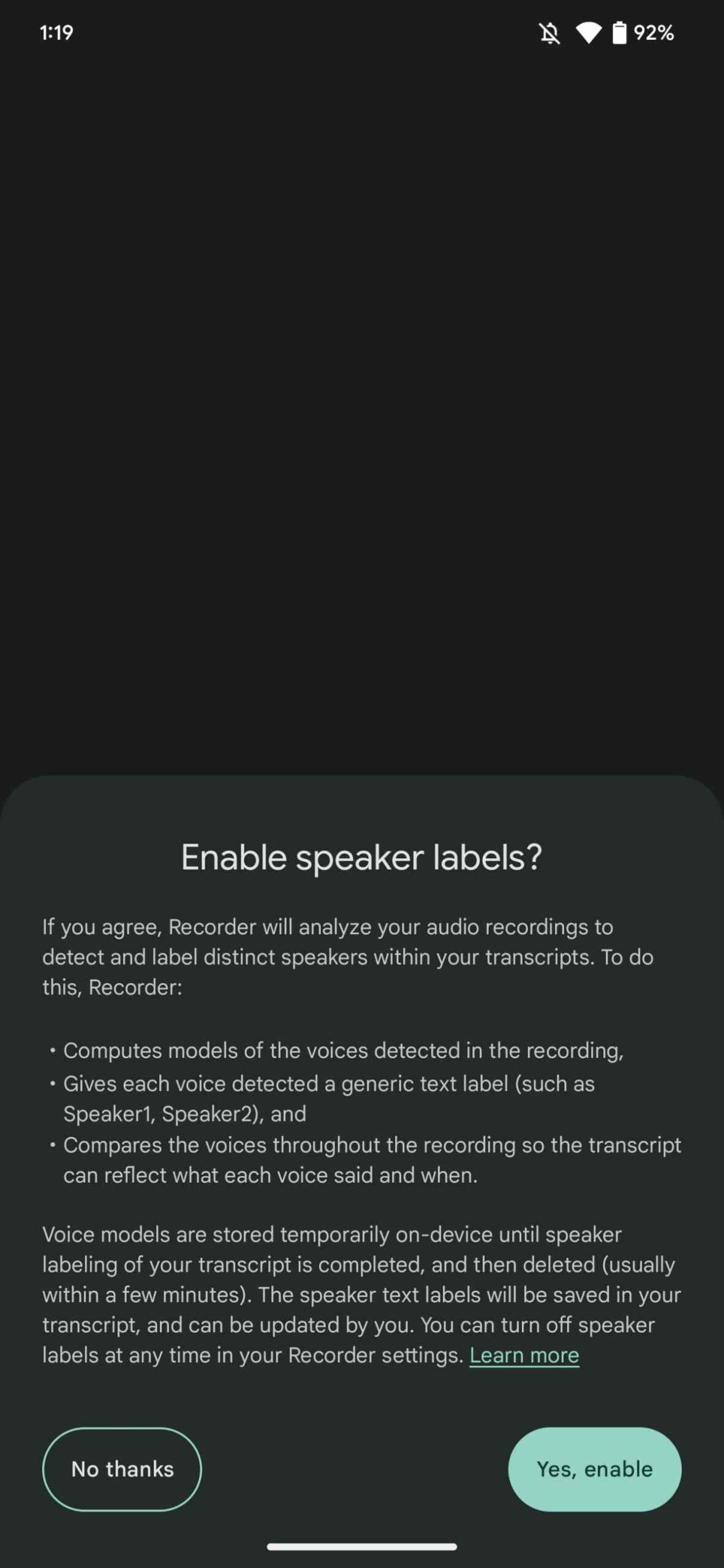 Pixel Recorder 4.2 started rolling out with Speaker labels