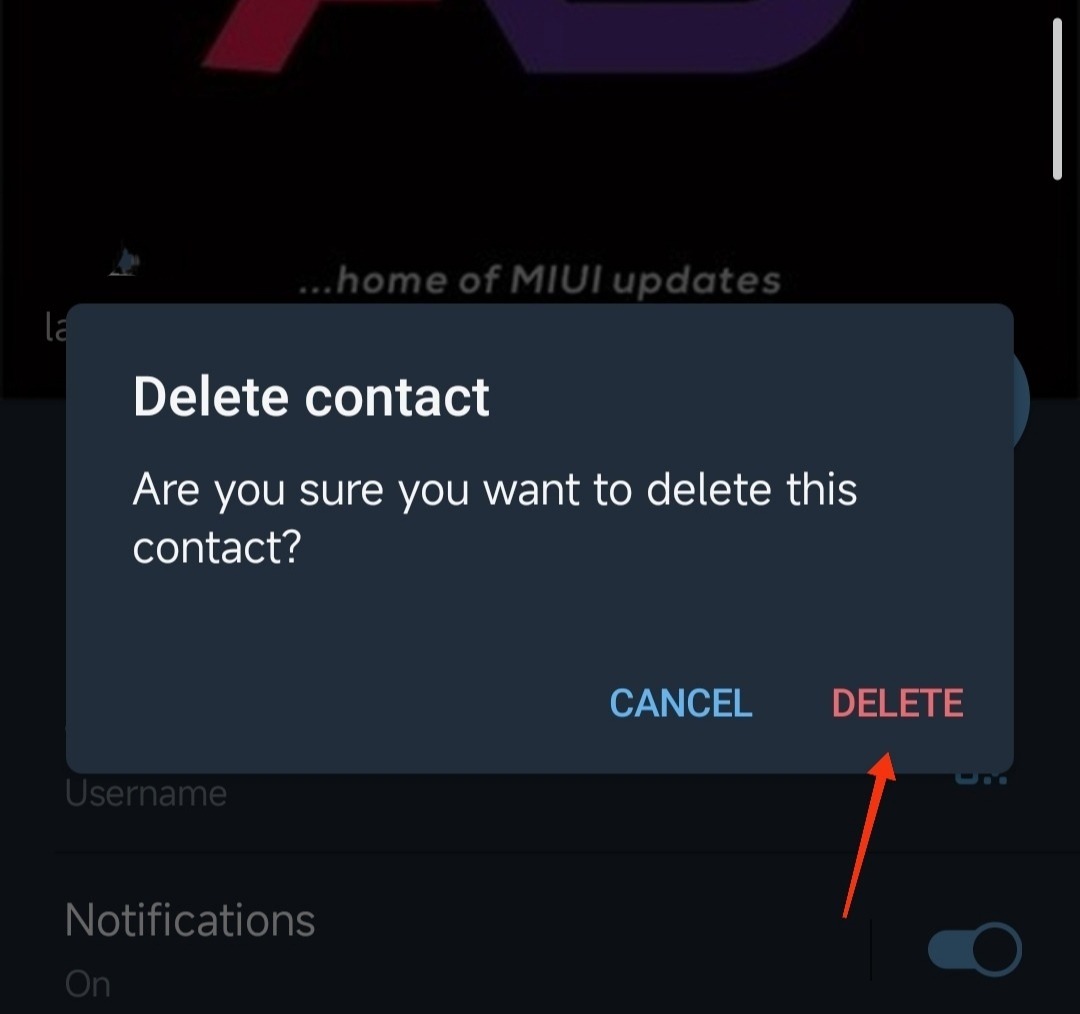 Delete Contacts on Telegram 