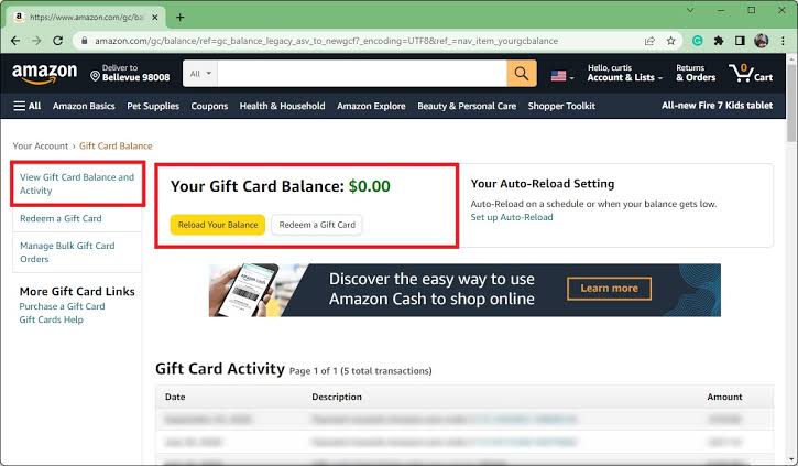 How To Check and Reload Amazon Gift Card Balance