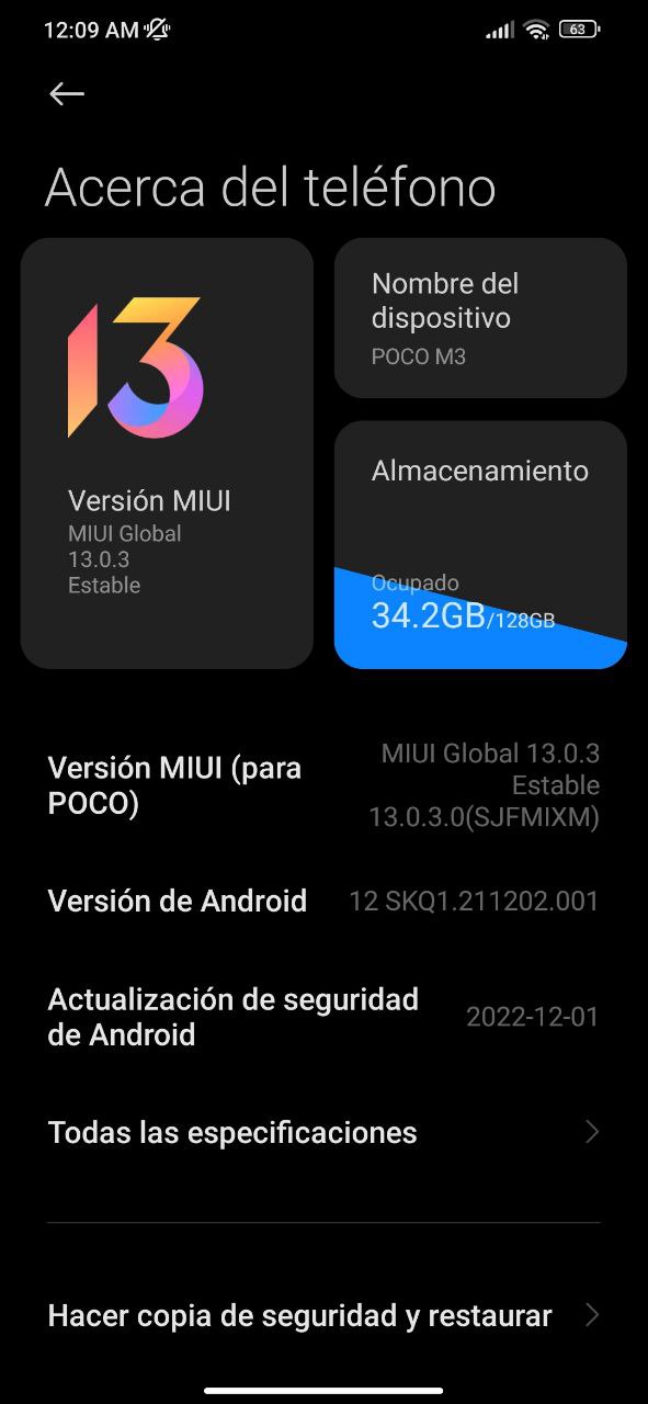 POCO M3 Android 12 update 