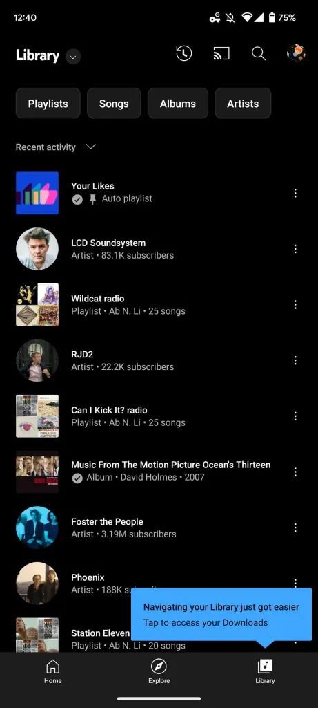 YouTube Music app gets Library Redesign
