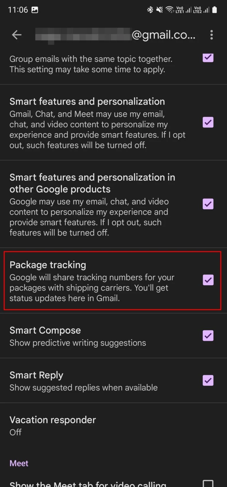 How to enable Gmail package tracking on Android 