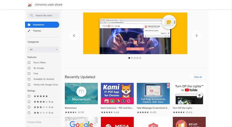 Open the Chrome Web Store