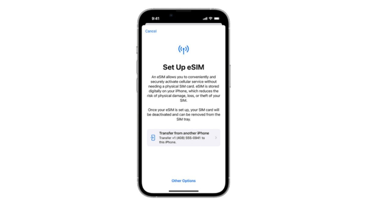 set up or transfer an eSIM on iPhone