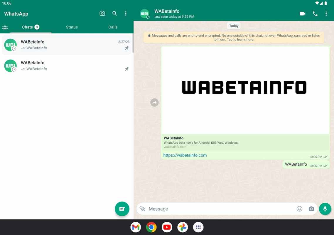 Whatsapp split screen