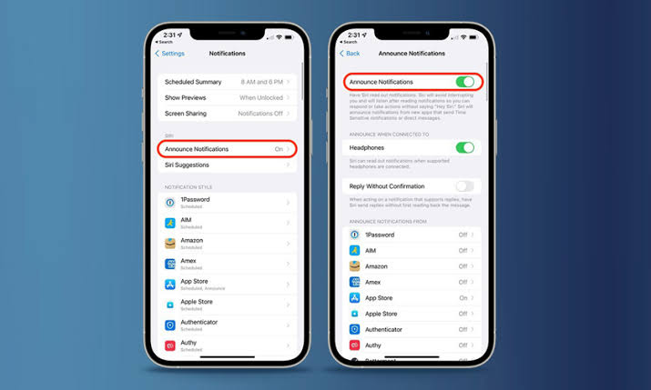 Enable or Disable Siri Notification Announcements on iOS and iPadOS