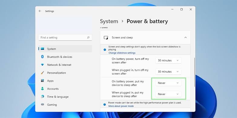 Disable Sleep Mode in Windows 11/10