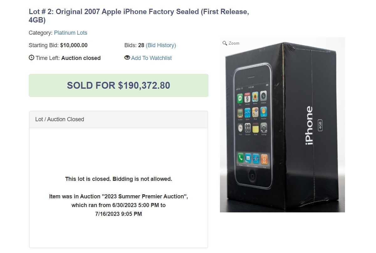 See the Apple iPhone that sold at $190,372  at Auction