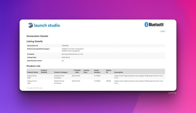 Samsung Galaxy SmartTag 2 seen at Bluetooth Certification website ahead of launch