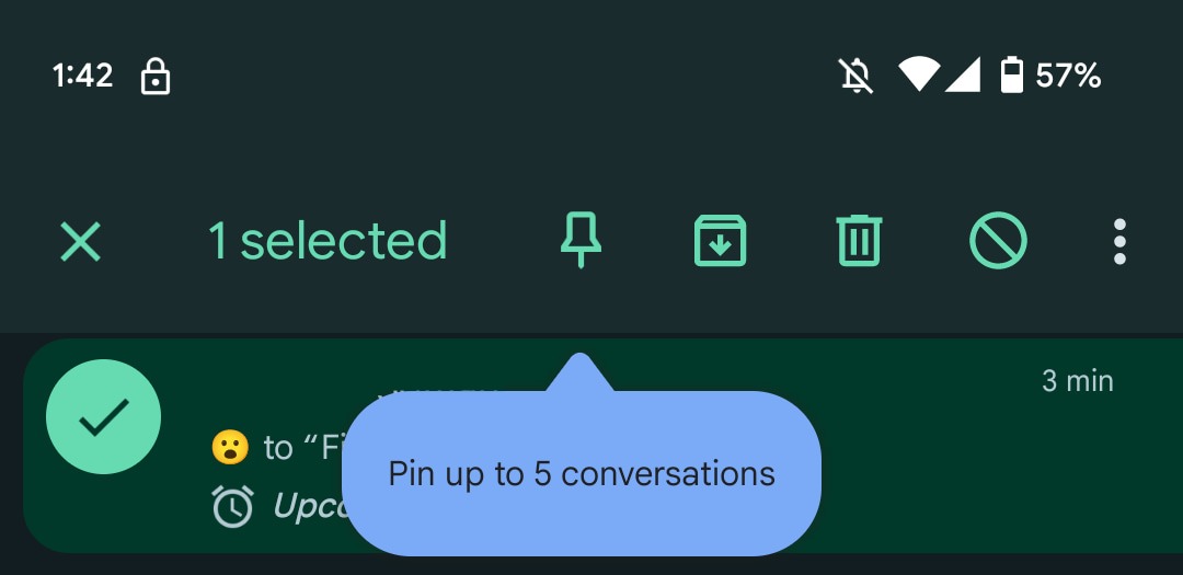 Google Messages is adding support to pin up to five conversations