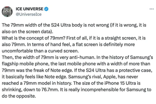Thick Bezel: Samsung Galaxy S24 Ultra vs Apple iPhone 15 Ultra