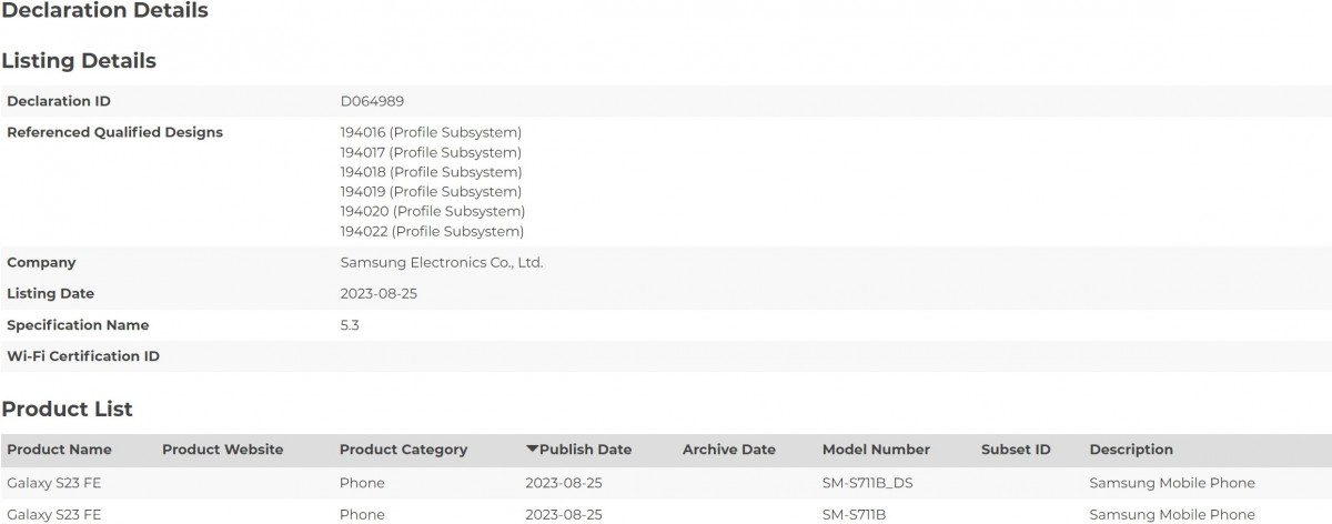 Samsung Galaxy S23 FE gets Bluetooth certification