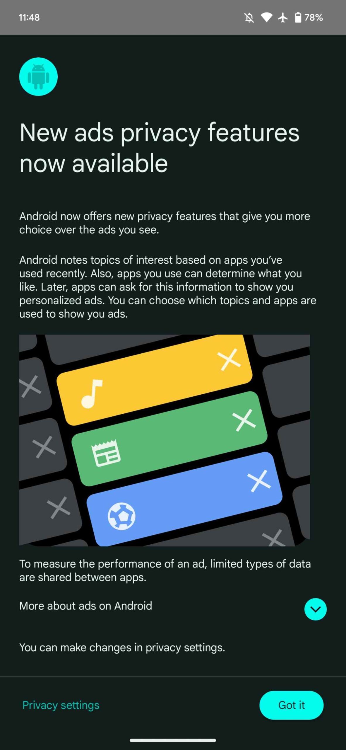 new Android ads privacy settings