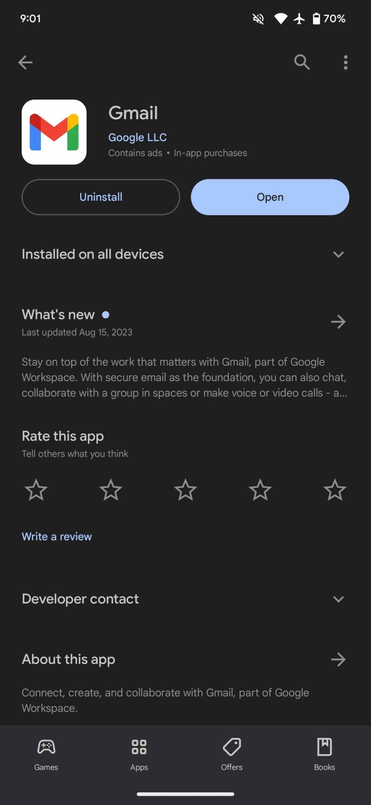 Google Play Dark theme to get more darker