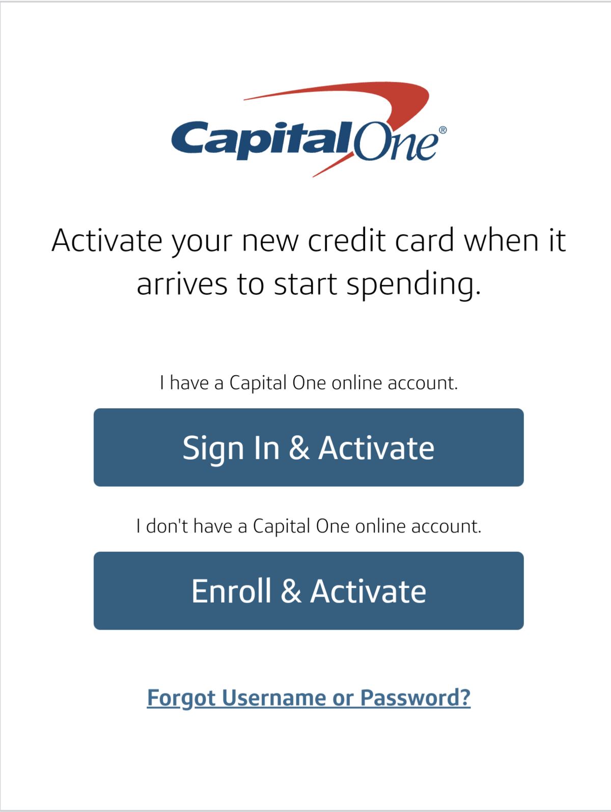 How to activate New Capital One Platinum Card online 