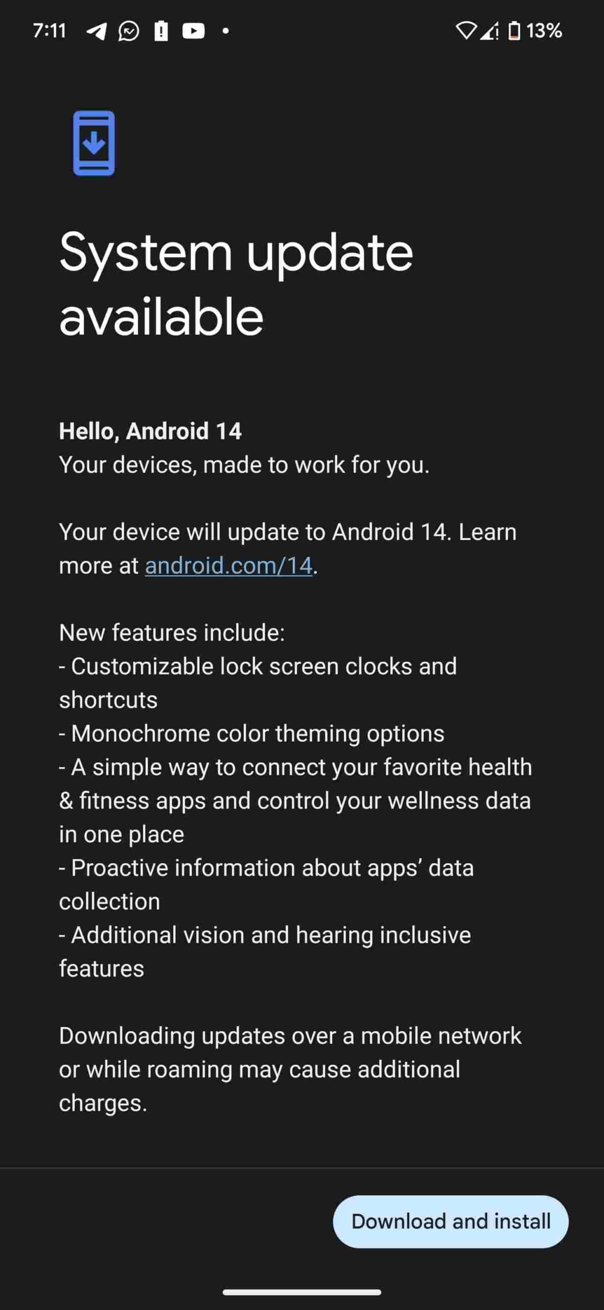 Android 14 update with October 2023 security patch 