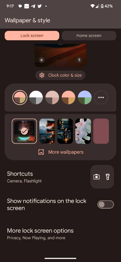 Lock screen shortcut on Android 14 