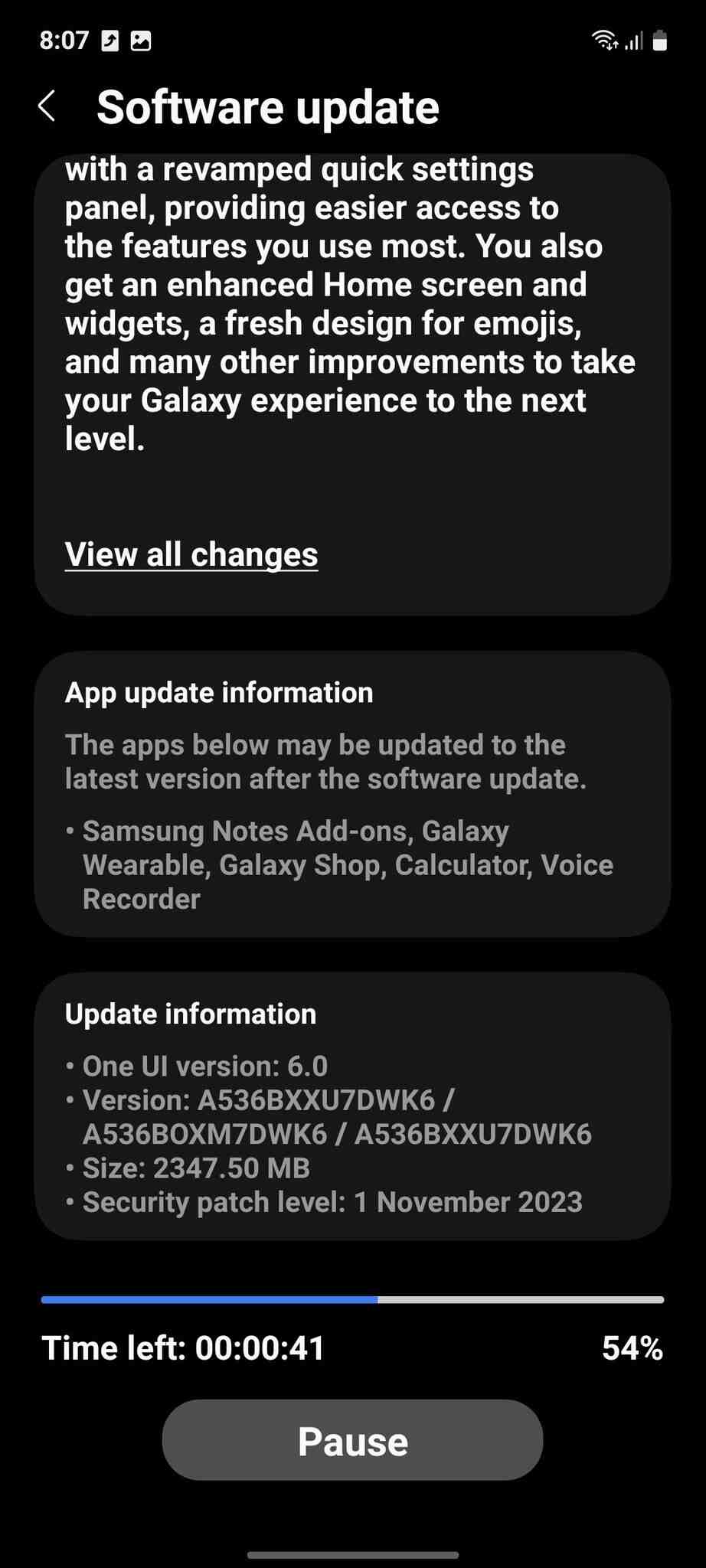 Galaxy A53 5G Android 14 update 