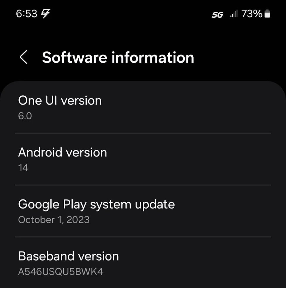 Galaxy A54 Android 14 update
