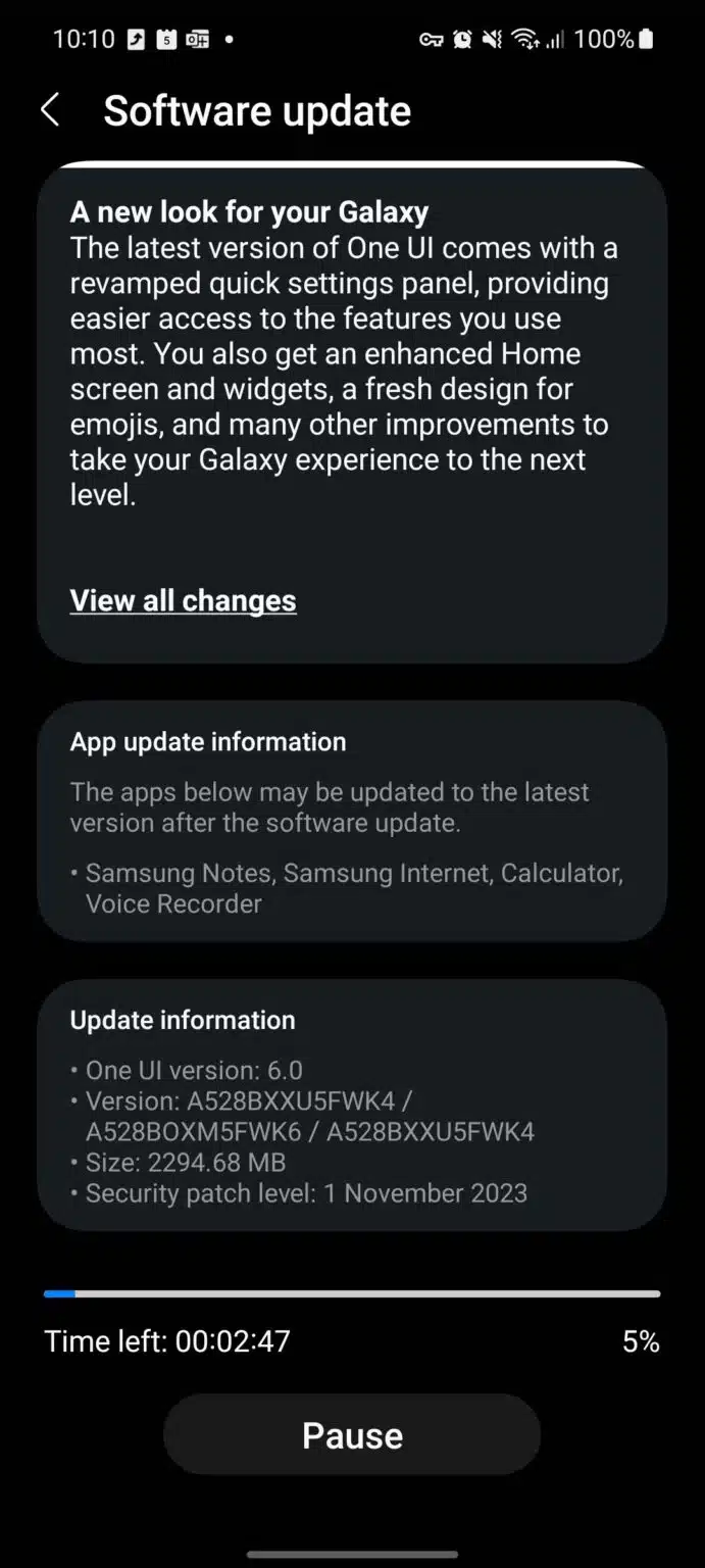 Galaxy A52s Android 14