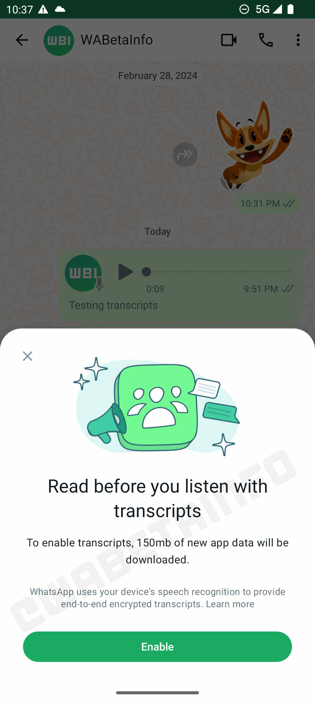 voice transcribing feature for Whatsapp