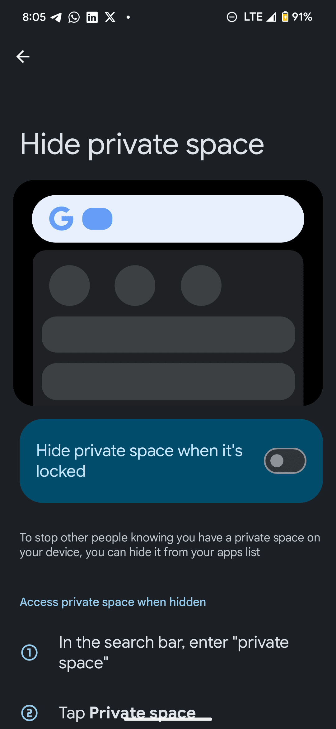 How to set up Private Space 