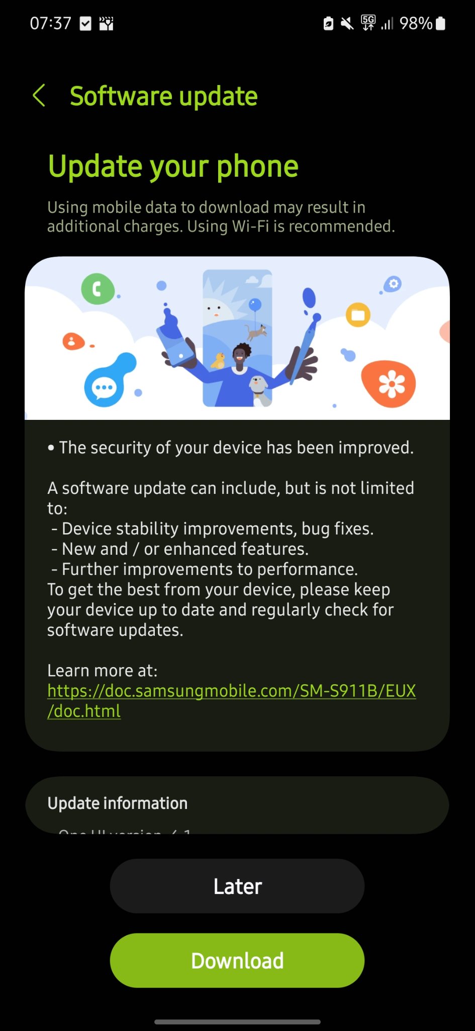 Galaxy S23 January 2025 security patch in Europe