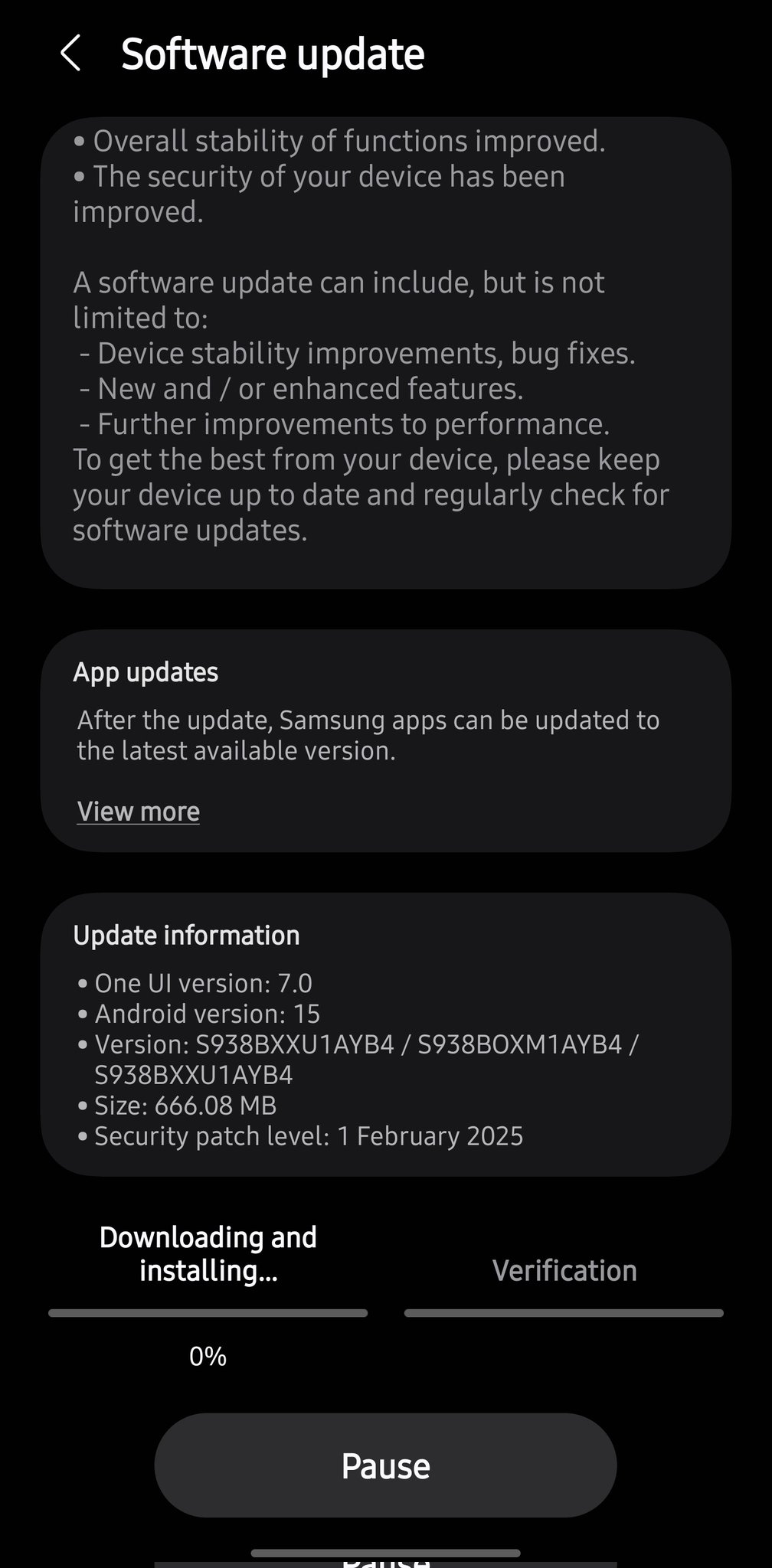 A new Galaxy S25 update in India
