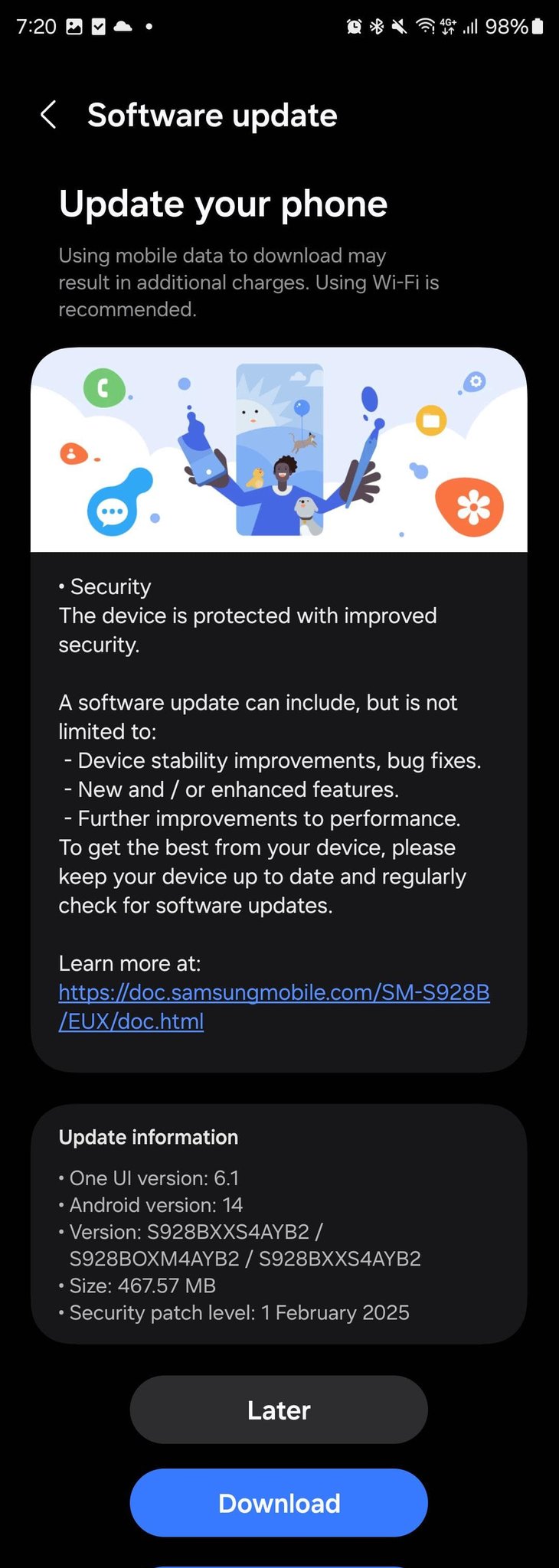 Galaxy S24 series February 2025 security patch update in Europe