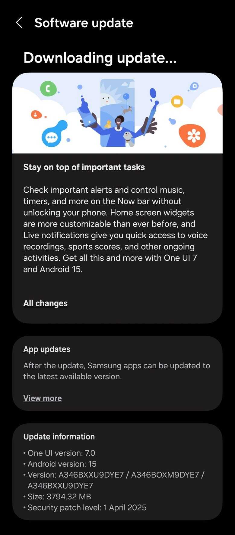 Galaxy A34 One UI 7 update in Europe 