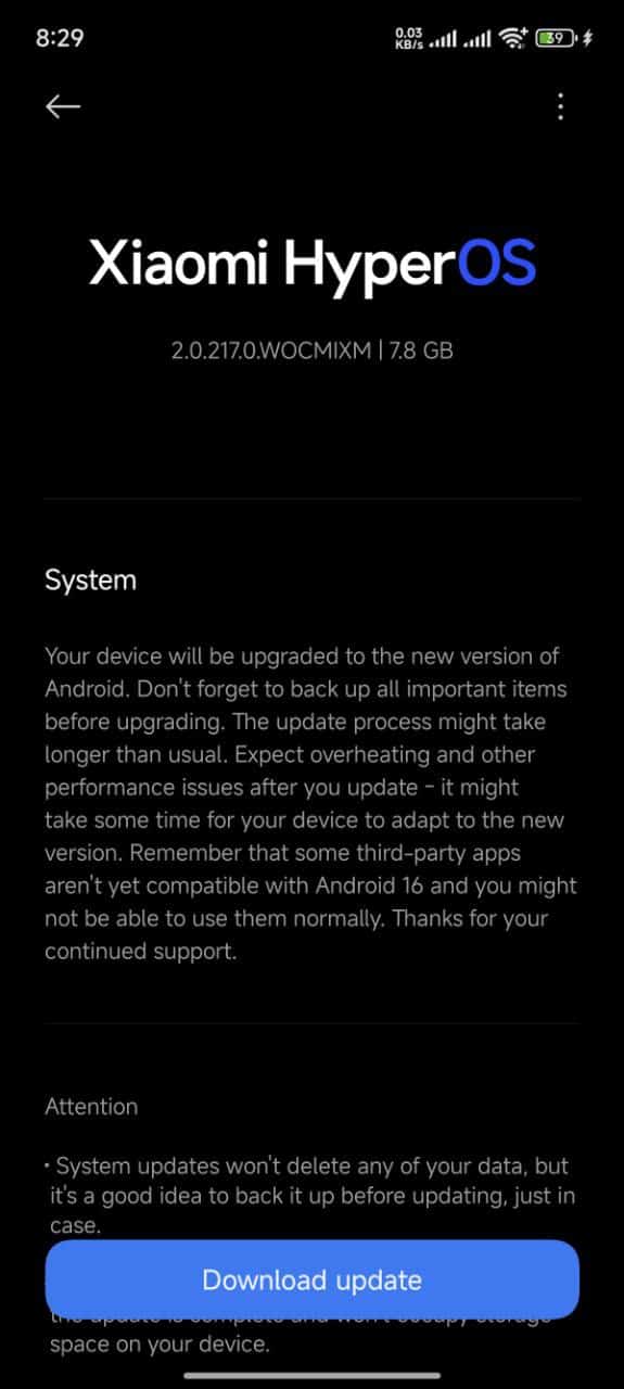 Xiaomi starts rolling out stable Android 16 based on HyperOS 2